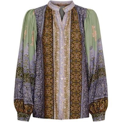 salg af Marta skjorte bluse i lette blå og grønne farver