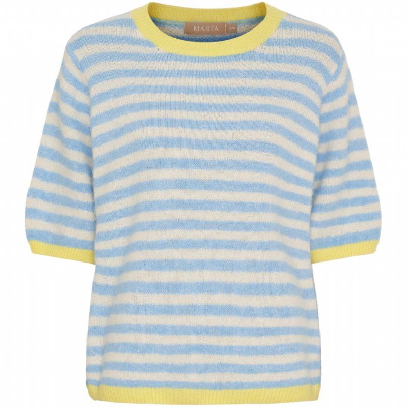 salg af Marta strik med korte ærmer og blå strib