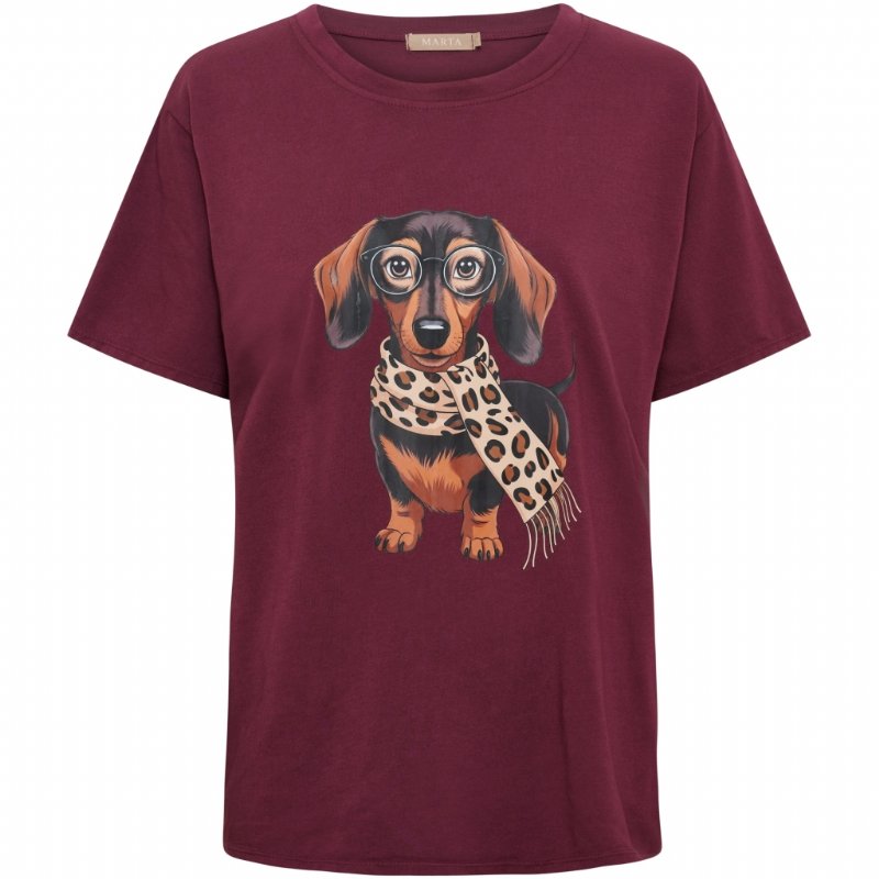 salg af Marta T-shirt med grav hund i bordeaux Rød