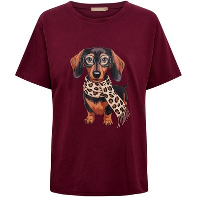 salg af Marta T-shirt med grav hund i bordeaux Rød