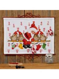 salg af Permin jule kalender julemand med ugler. måler 58 x 41 cm.