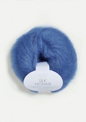 salg af Silk Mohair i Blå-klokke farvet