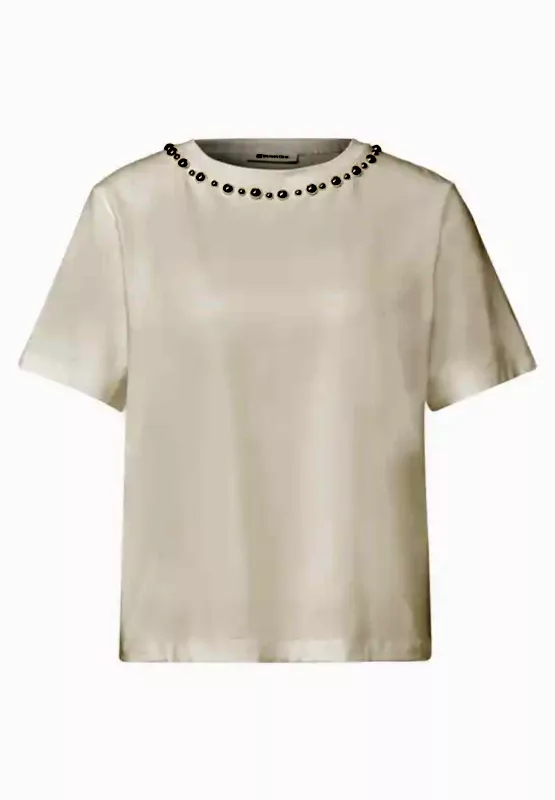salg af Street One T-shirt hvid med nitter