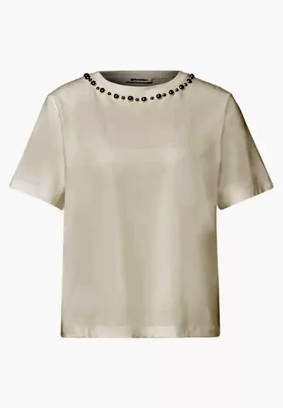 salg af Street One T-shirt hvid med nitter