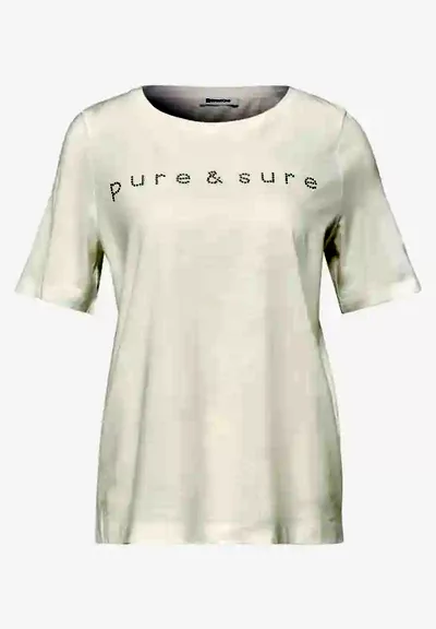 salg af Street One T-shirt i hvid med nitter på brystet