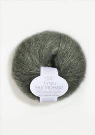 salg af Tynd Silk Mohair støvet Olivengrøn